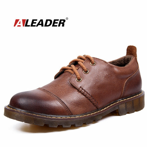 Winter Men Warm Shoes 2017 Casual Men's Genuine Leather Oxfords Shoes Fur Waterproof Work Shoes Mens Snkeaers sapatos masculino