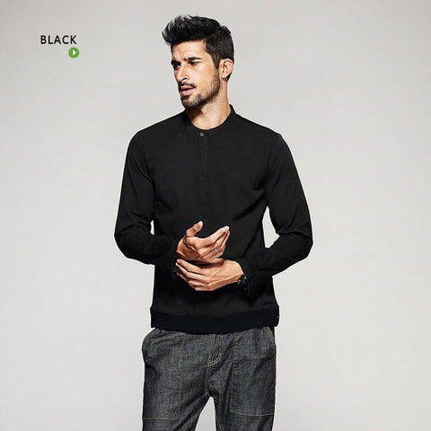 2017 Spring Mens Casual Shirts Patchwork Zipper Black White Brand Clothing For Man's Long Sleeve Clothes Male Wear Slim Fit Tops