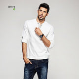 2017 Spring Mens Casual Shirts Patchwork Zipper Black White Brand Clothing For Man's Long Sleeve Clothes Male Wear Slim Fit Tops