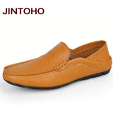 JINTOHO big size 35-47 slip on casual men loafers spring and autumn mens moccasins shoes genuine leather men's flats shoes