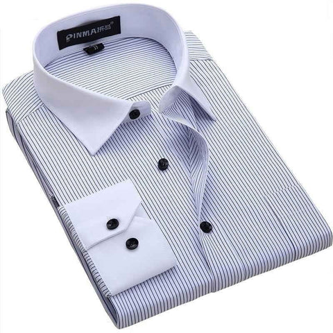 Men Shirt  2017 Striped Shirt Men Brand PINMA Casual Long Sleeve Turn-down Collar Striped Men Dress Shirt Men Clothes 5XL 6XL