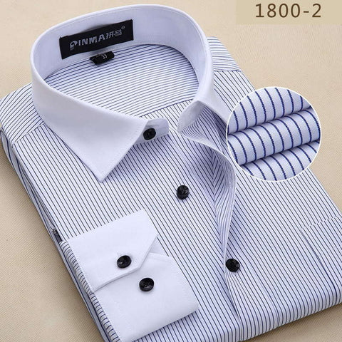 Men Shirt  2017 Striped Shirt Men Brand PINMA Casual Long Sleeve Turn-down Collar Striped Men Dress Shirt Men Clothes 5XL 6XL
