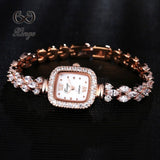 Xinge Luxury Women Rose Gold Watches Zircon Crystal Bracelet Watch Business Quartz Wristwatches Ladies Dress Fashion Wrist Watch