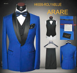 Men Wedding Dress Suits 2017 Latest Coat Pants Vest Design Wedding Suit Set Slim Fit Round Collar Prom Party Wedding Suits Navy