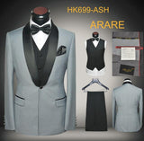 Men Wedding Dress Suits 2017 Latest Coat Pants Vest Design Wedding Suit Set Slim Fit Round Collar Prom Party Wedding Suits Navy