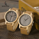 BOBO BIRD WL10 Womens Casual Antique Round Bamboo Wooden Watch for Men Leather Strap Lady Watches Top Brand Luxury Wrist Watch