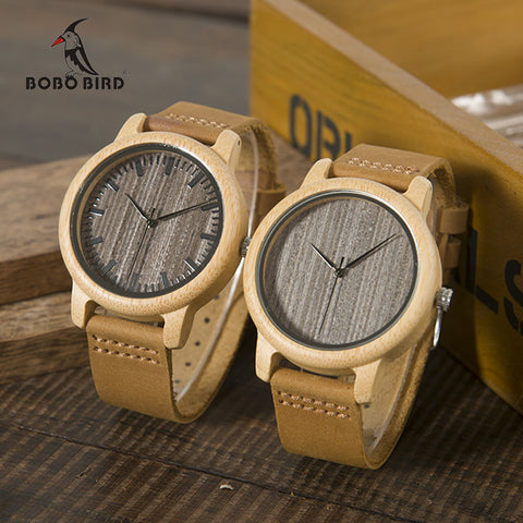 BOBO BIRD WL10 Womens Casual Antique Round Bamboo Wooden Watch for Men Leather Strap Lady Watches Top Brand Luxury Wrist Watch
