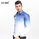JACK CORDEE Brand 2017 Fashion Men Shirt White Gradient Design Slim Fit Shirt Men Casual Long Sleeve Dress Shirts Clothing