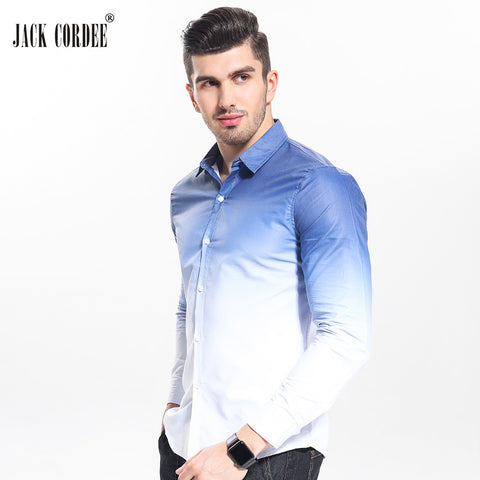 JACK CORDEE Brand 2017 Fashion Men Shirt White Gradient Design Slim Fit Shirt Men Casual Long Sleeve Dress Shirts Clothing