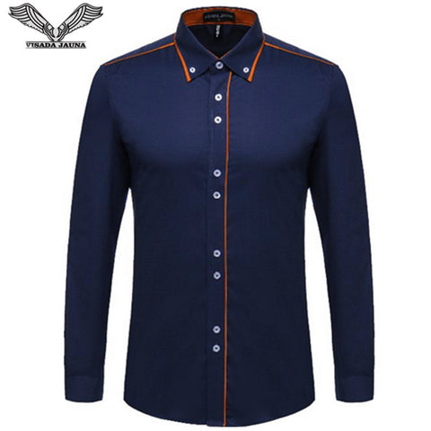 VISADA JAUNA European Size Men's Shirt 2017 New 100% Cotton Slim Business Casual Brand Clothing Long Sleeve Chemise Homme N356
