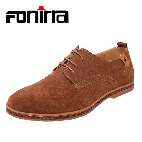 FONIRRA 2017 New Men's Genuine Leather Casual Shoes Men Spring Autumn Men's Shoes Lace-Up Solid Men Flat with Shoes 046