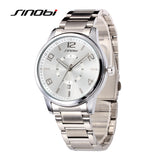 SINOBI Luxury Lady Silver Quartz Watches Stainless Steel Wristwatch Women Fashion Business Wrist Watches Argent Female