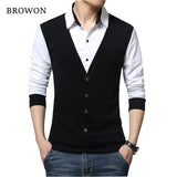 BROWON Brand Autumn Mens T Shirts Fashion 2017 Fake Two Designer Clothing Cool T-shirt Men Long Sleeve T Shirt Casual Male