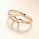 Korean Jewelry Simple Crystal Bow Ring GD