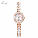 Xinge Luxury Women Rose Gold Watches Zircon Crystal Bracelet Watch Business Quartz Wristwatches Ladies Dress Fashion Wrist Watch