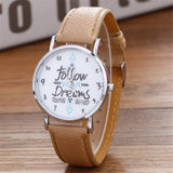 Neutral Letter Pattern Fashion Leather Quartz Wrist Watch
