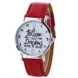 Neutral Letter Pattern Fashion Leather Quartz Wrist Watch