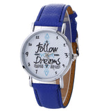 Neutral Letter Pattern Fashion Leather Quartz Wrist Watch
