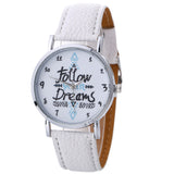 Neutral Letter Pattern Fashion Leather Quartz Wrist Watch