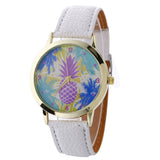 Neutral Pineapple Pattern Fashion Leather Quartz Wrist Watch