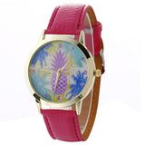 Neutral Pineapple Pattern Fashion Leather Quartz Wrist Watch