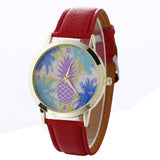 Neutral Pineapple Pattern Fashion Leather Quartz Wrist Watch