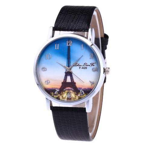 Fashion Ladies Leisure Artificial Leather Quartz Simulation Watch