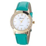 Geneva Fashion Women Diamond Analog Leather Quartz Wrist Watch Watches