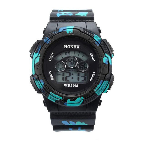 Waterproofol Mens Boys LED Quartz Alarm Date Sports Wrist Watch