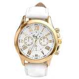 Women's Fashion Geneva Roman Numerals Faux Leather Analog Quartz Wrist Watch