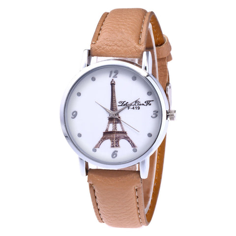 Fashion Ladies Leisure Artificial Leather Quartz Simulation Watch