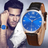 Woman Mens Retro Design Leather Band Analog Alloy Quartz Wrist Watch