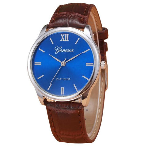 Woman Mens Retro Design Leather Band Analog Alloy Quartz Wrist Watch