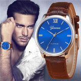 Woman Mens Retro Design Leather Band Analog Alloy Quartz Wrist Watch