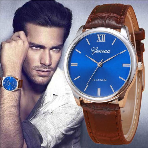 Woman Mens Retro Design Leather Band Analog Alloy Quartz Wrist Watch