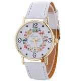 Stylish Fruit And Vegetable Printing Leather Bracelet Lady Womans Wrist Watch