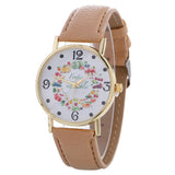 Stylish Fruit And Vegetable Printing Leather Bracelet Lady Womans Wrist Watch