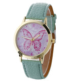 Neutraltterfly Pattern Fashion Leather Quartz Wrist Watch