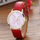 Neutraltterfly Pattern Fashion Leather Quartz Wrist Watch