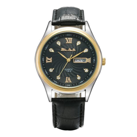 Luxury Quartz Sport Stainless Steel Leather Band Wrist Waterproof Calendar Watch