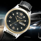 Luxury Quartz Sport Stainless Steel Leather Band Wrist Waterproof Calendar Watch
