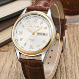 Luxury Quartz Sport Stainless Steel Leather Band Wrist Waterproof Calendar Watch