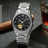 SUNBLON S505B Stainless Steel Mechanical Skeleton Watchen Movement