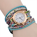 Women Fine Leather Band Winding Analog Quartz Movement Wrist Watch