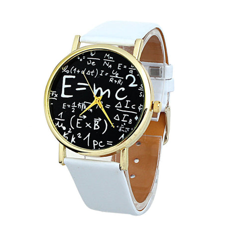 Luxury Womens Math Symbols Faux Leather Analog Quartz Watch