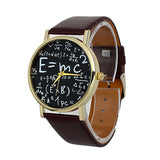Luxury Womens Math Symbols Faux Leather Analog Quartz Watch