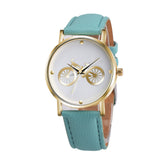 Unisex Bicycle Pattern Dial Leather Band Quartz Analog Wrist Watch