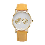 Unisex Bicycle Pattern Dial Leather Band Quartz Analog Wrist Watch