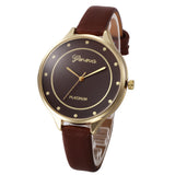 Women Casual Checkers Faux Leather Quartz Analog Wrist Watch