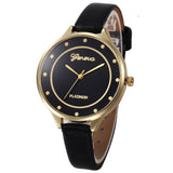 Women Casual Checkers Faux Leather Quartz Analog Wrist Watch